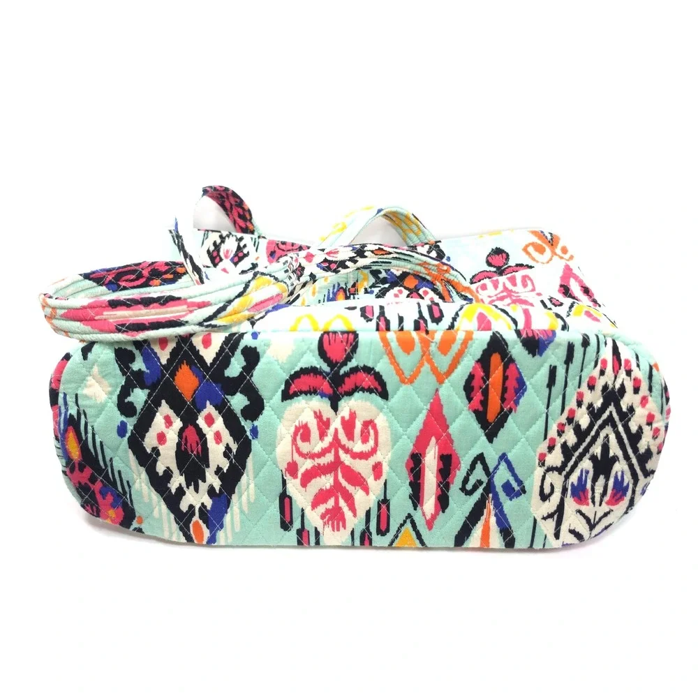 Vera Bradley Pueblo Aztec Ikat Turquoise Quilted Cotton Toggle Villager Tote Bag